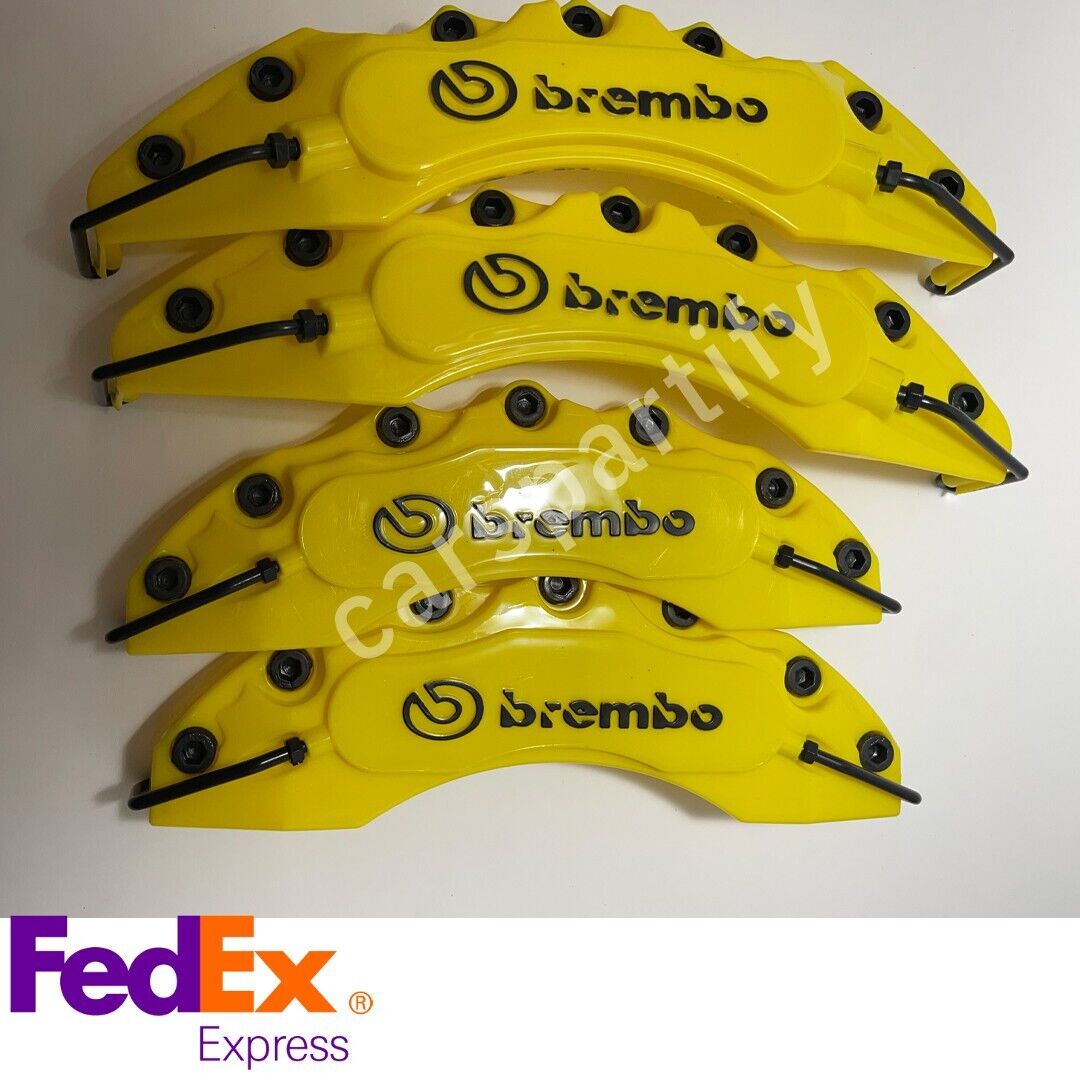 4x Yellow Brembo Caliper Covers Universal Brake Disc Caliper Cover