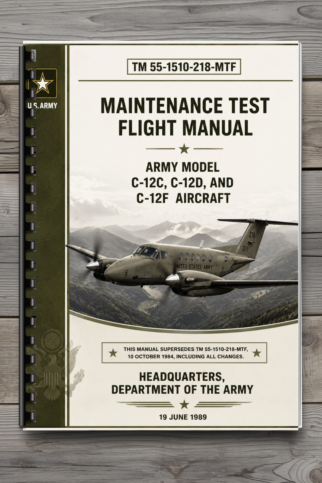 C-12C C-12D C-12F Aircraft Maintenance Test Flight Manual 1989 213 Pages