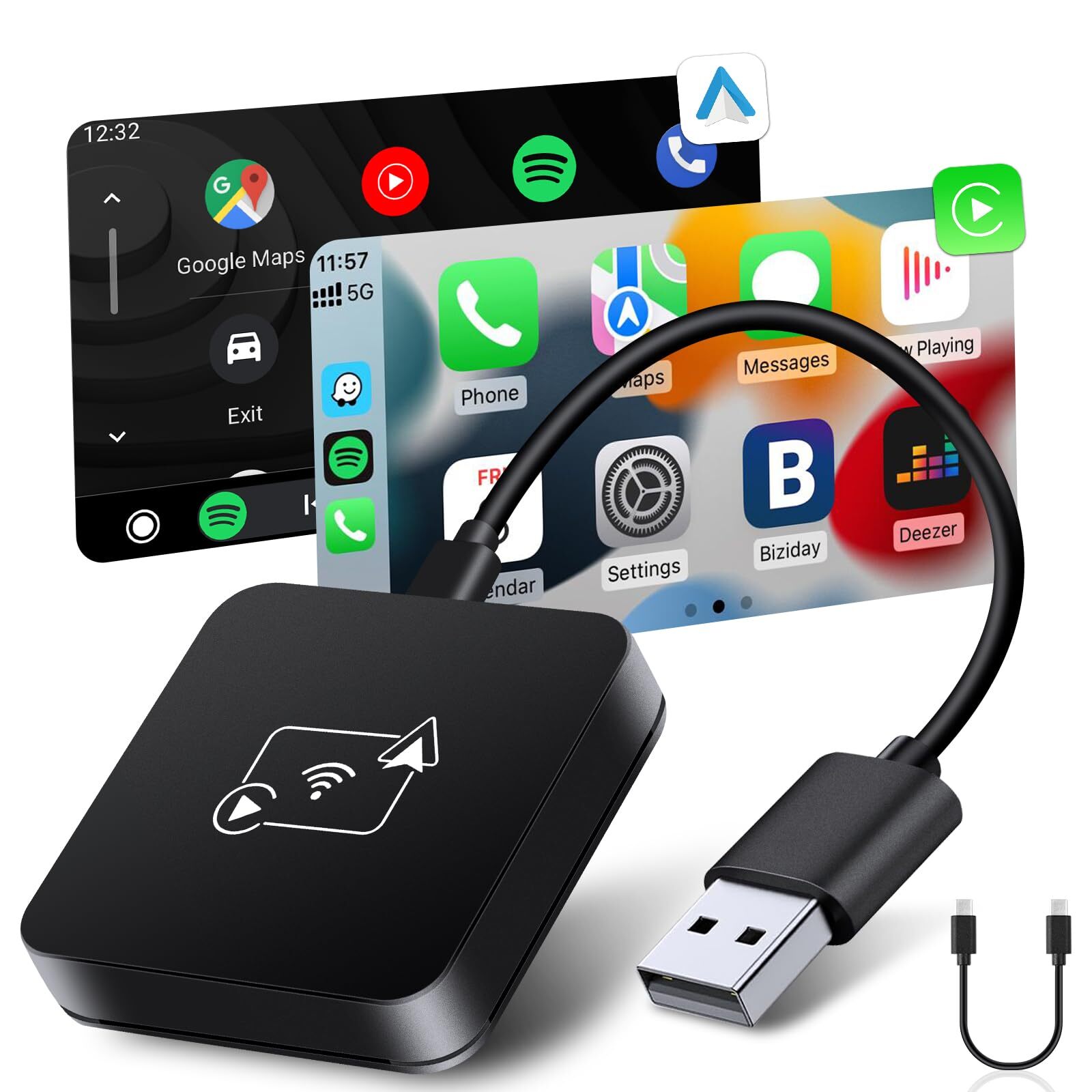 Wired to Wireless Car Play Adapter Android Auto Dongle Support iPhone 6+/iOS 10+ Wired to Wireless Car Play Adapter Android Auto Dongle Support iPhone 6+/iOS 10+