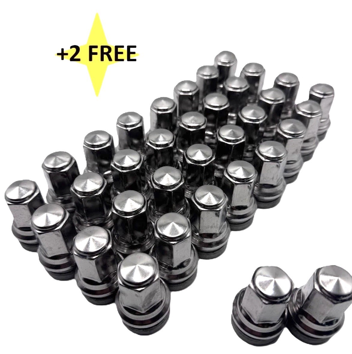OEM 2017-CURRENT F-250 CHROME LUG NUTS, HCPZ-1012-B FULL SET OF 32 + 2 FREE