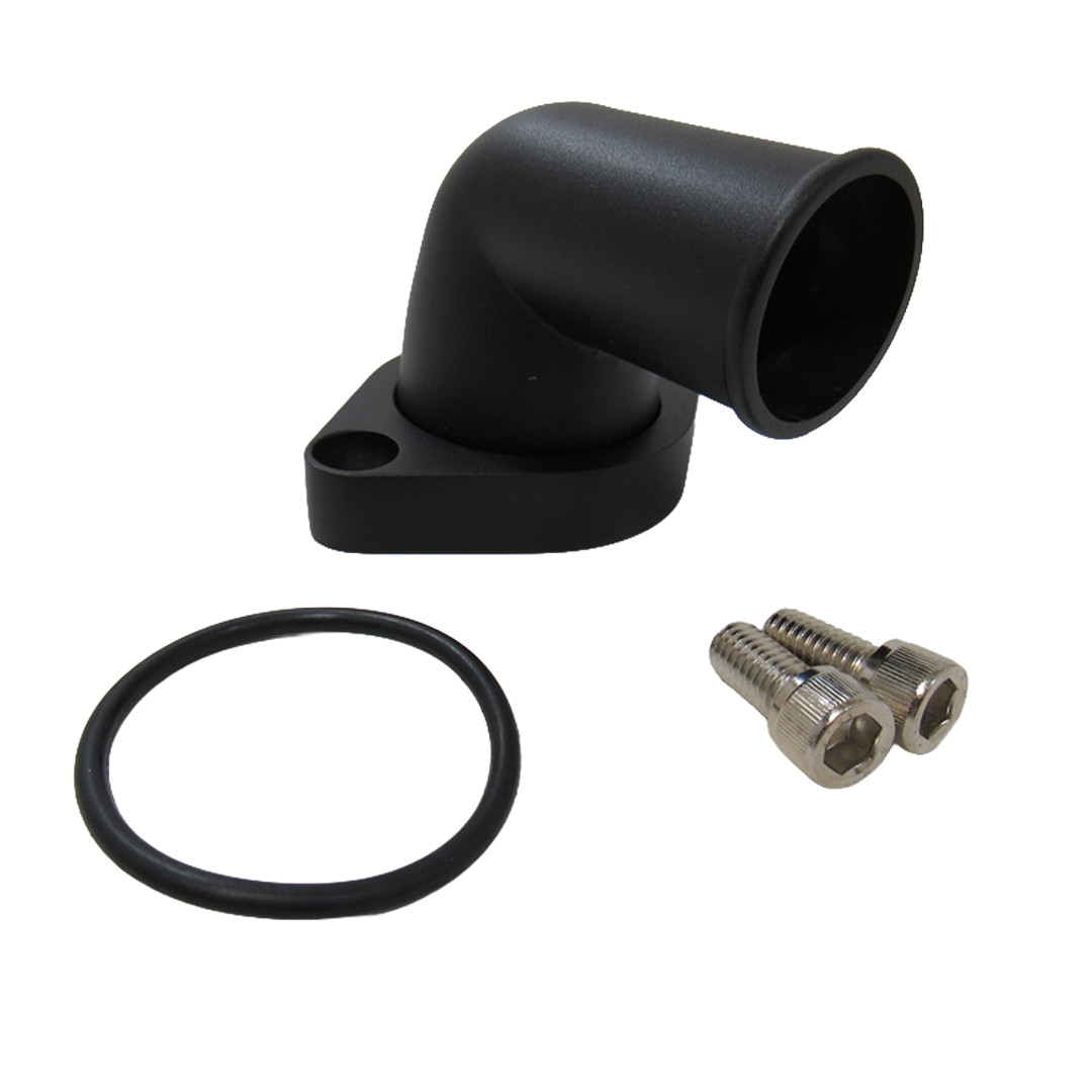 1955-90 SB BB Chevy Water Neck Thermostat Housing Early V8 O-Ring 90 Deg Black 1955-90 SB BB Chevy Water Neck Thermostat Housing Early V8 O-Ring 90 Deg Black