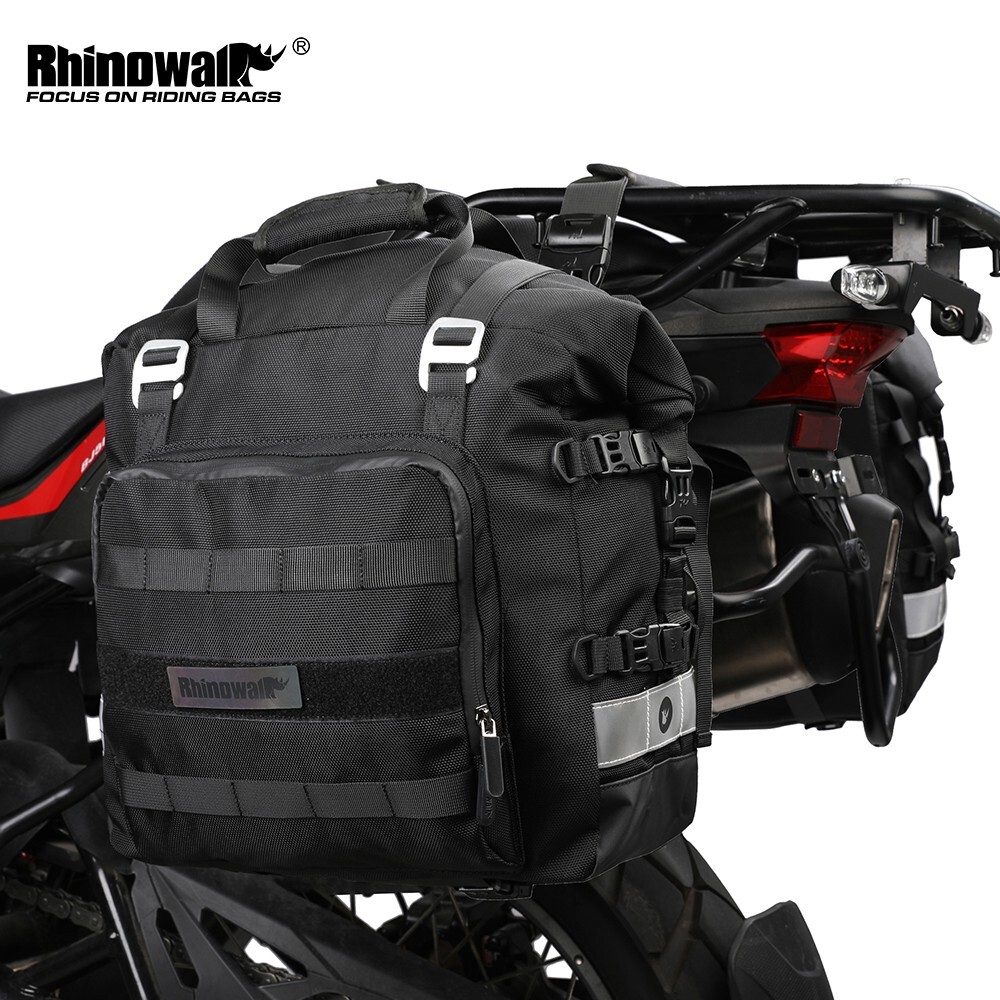 Rhinowalk motorcycle side bag 20L Waterproof Saddle Pannier Quick Release Black
