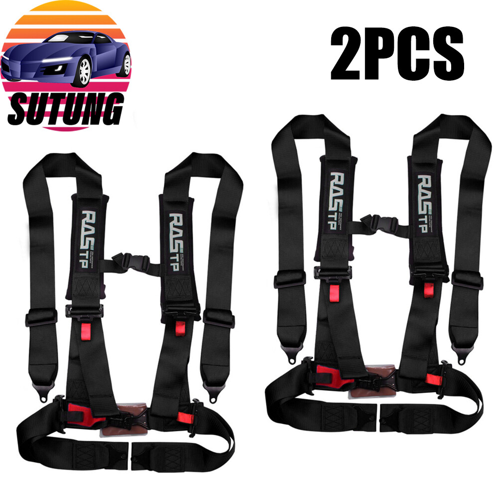 2X 3INCH Racing Seat Belt Harness 4 Point Quick Release Shoulder Pad for ATV UTV