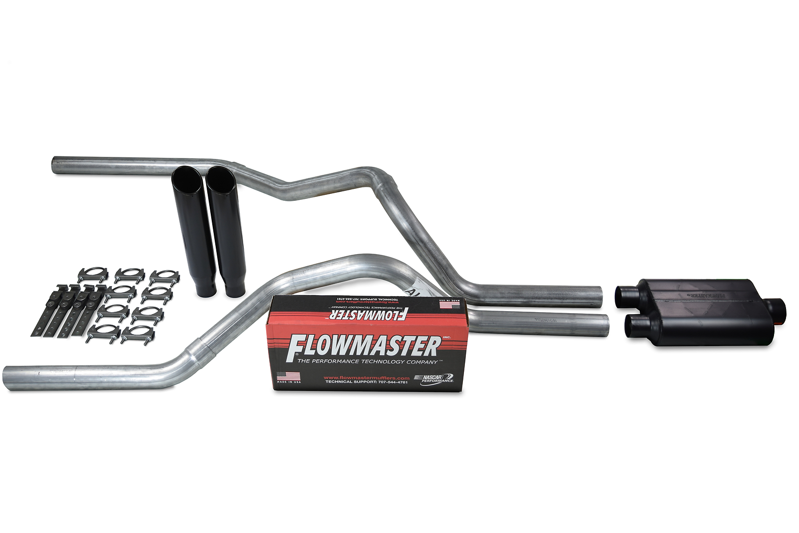 99-08 Chevy Silverado GMC Sierra Dual Exhaust Includes Flowmaster Super 44 BLK T 99-08 Chevy Silverado GMC Sierra Dual Exhaust Includes Flowmaster Super 44 BLK T
