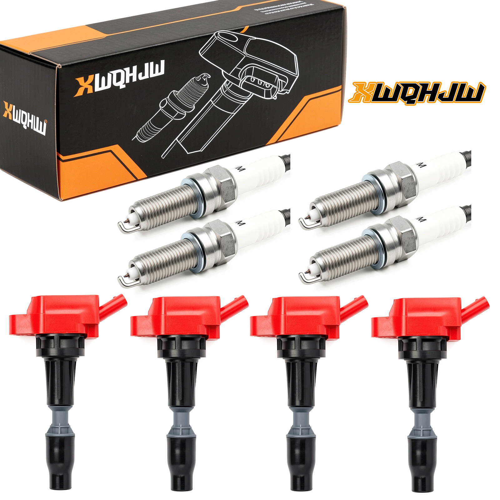 XWQHJW 4x Ignition Coil & 4x Iridium Spark Plug for Hyundai Sonata 15-19 Kia
