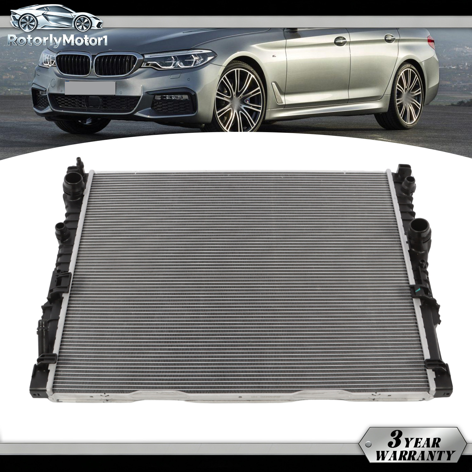 For 2016-2019 BMW 530i 540i 740i Left Side Aluminum Radiator Without Oil Cooler