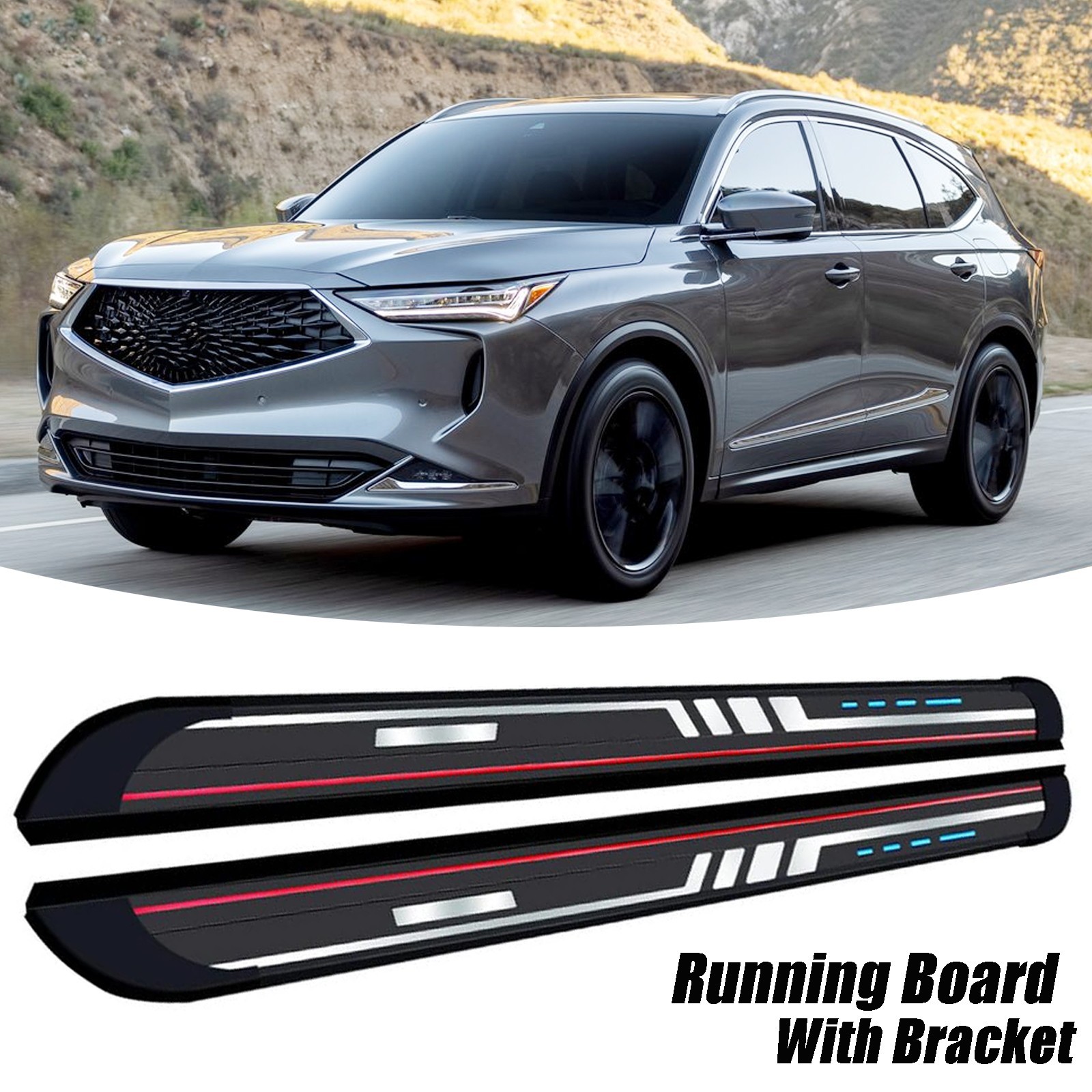 Alu Running Board Side Step Pedal Nerf Bars Fits Acura MDX 2022-2024 2025 2026