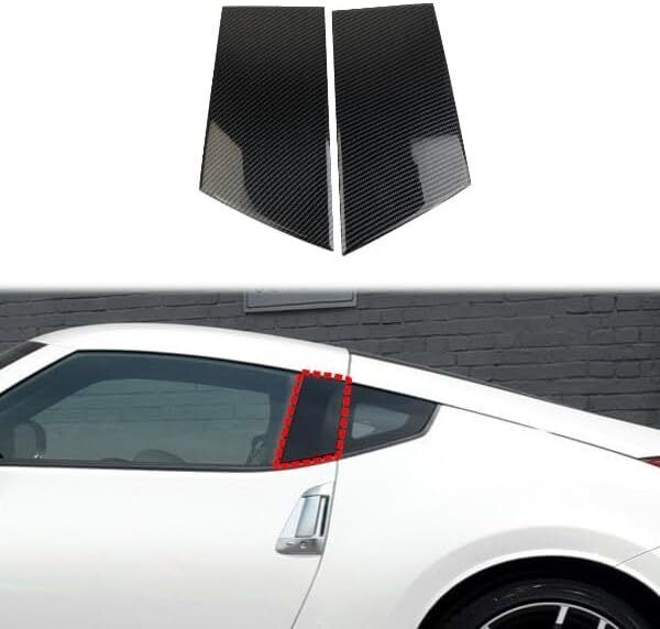 Carbon Fiber Style Exterior Car Window Pillar Trim Cover Fit For Nissan 370Z