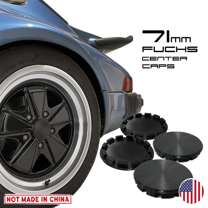 71mm Porsche Fuchs Wheels Compatible Blank Center Caps (Set of 4)