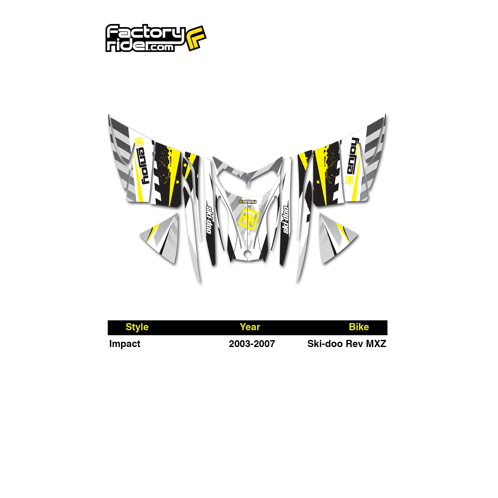 2003-2007 SKI DOO REV MXZ SNOWMOBILE GRAPHICS IMPACT STYLE BY ENJOY MFG