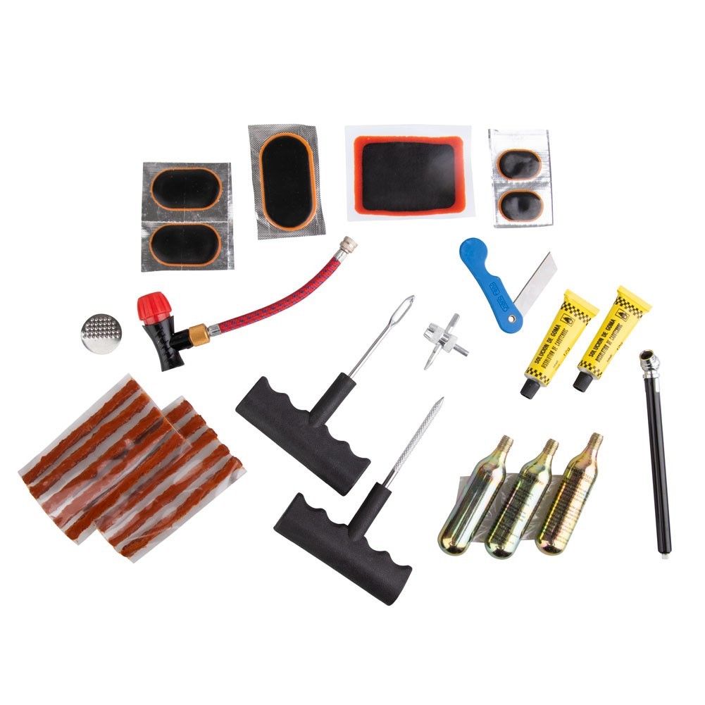 Tusk Complete Motorcycle & ATV Flat Tire Repair Set with Inflator/Plugs/Patches