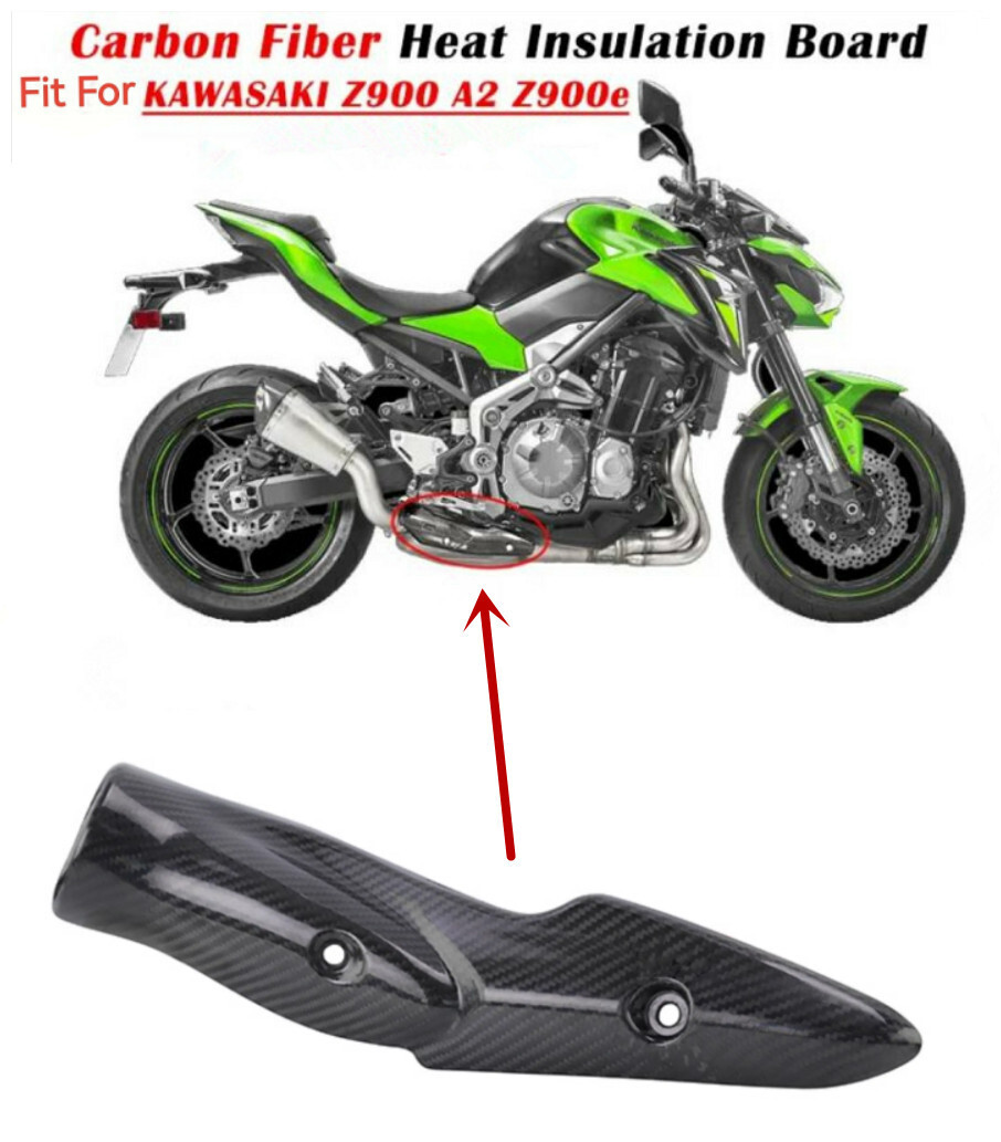 Durable Carbon Fiber Heat Shield Exhaust Cover Guard for Kawasaki Z900 2017-2026