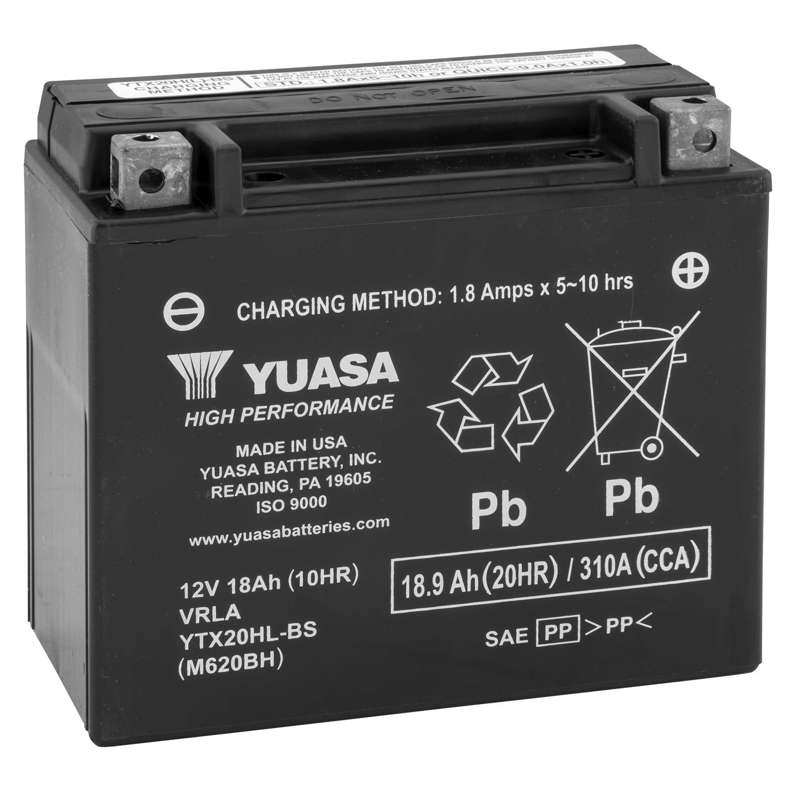 Yuasa AGM Battery - 12V - 18ah - YTX20HL-BS .93 Liter YUAM620BH