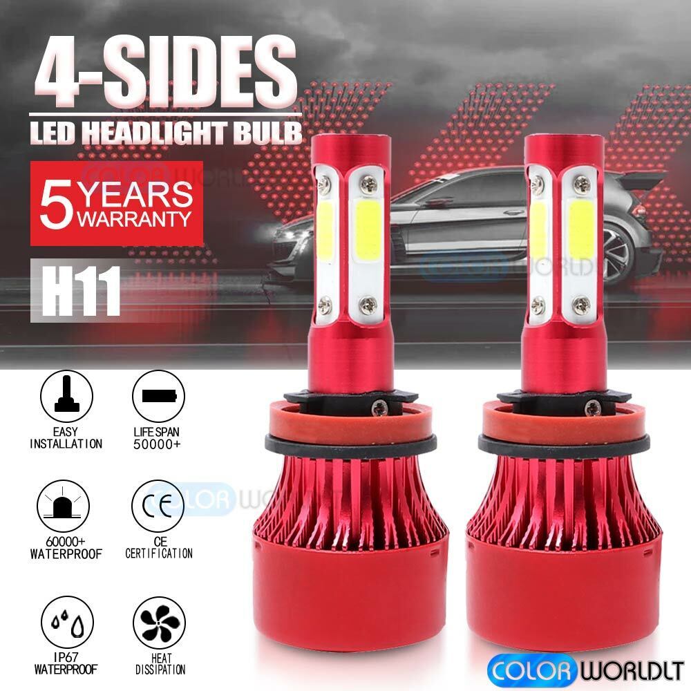 4-Side H11 H9 LED Headlight Super Bright Bulbs Kit 330000LM HIGH/LOW Beam 6000K