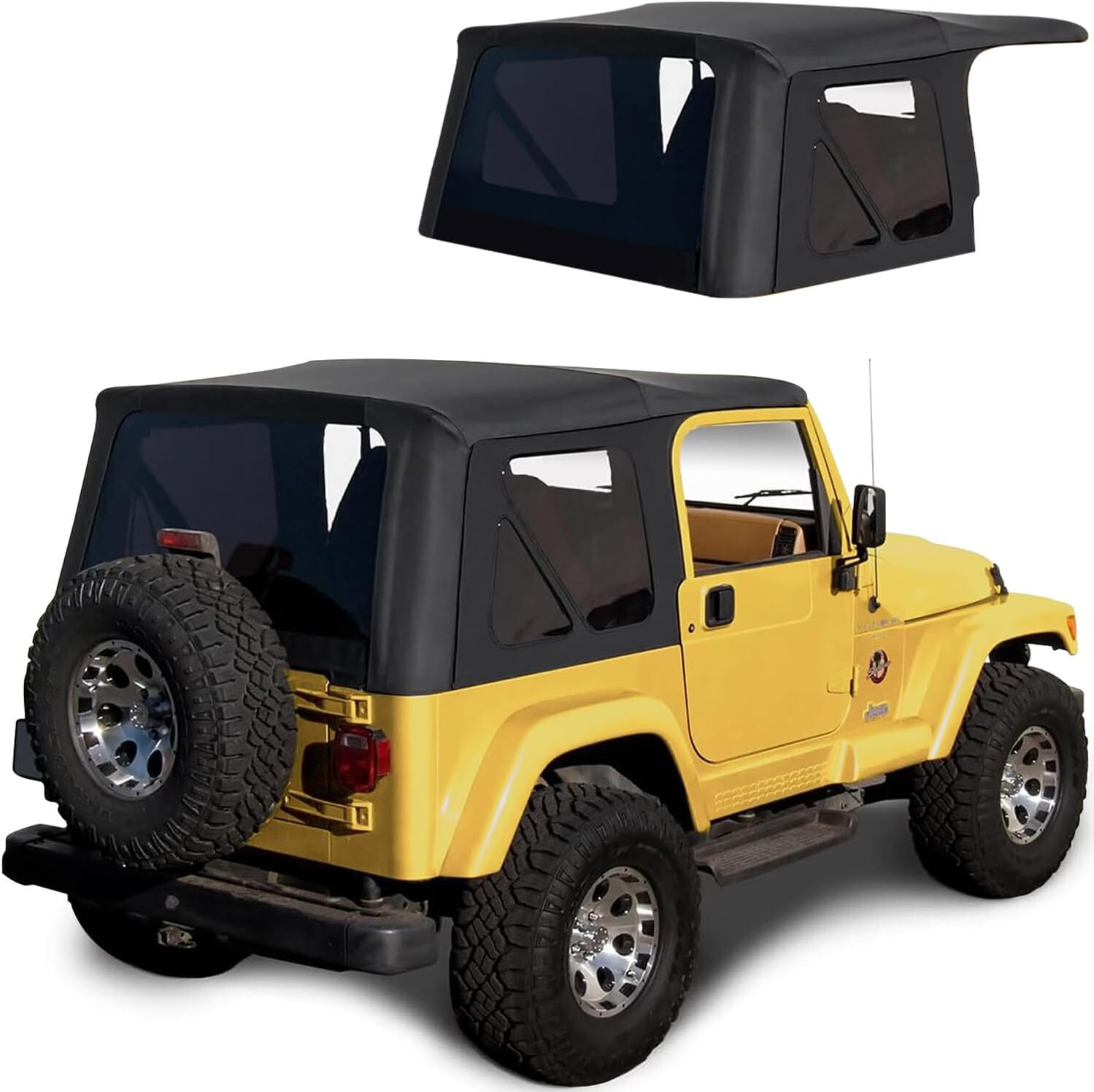 Jeep Wrangler TJ Soft Top Replacement, 1997-02, Tinted Windows, Black Sailcloth