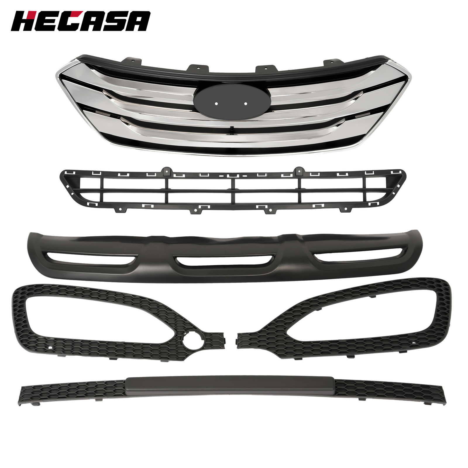 For 2013-2016 Hyundai Santa Fe Sport Upper Lower Grille Fog Light Bezels Set For 2013-2016 Hyundai Santa Fe Sport Upper Lower Grille Fog Light Bezels Set