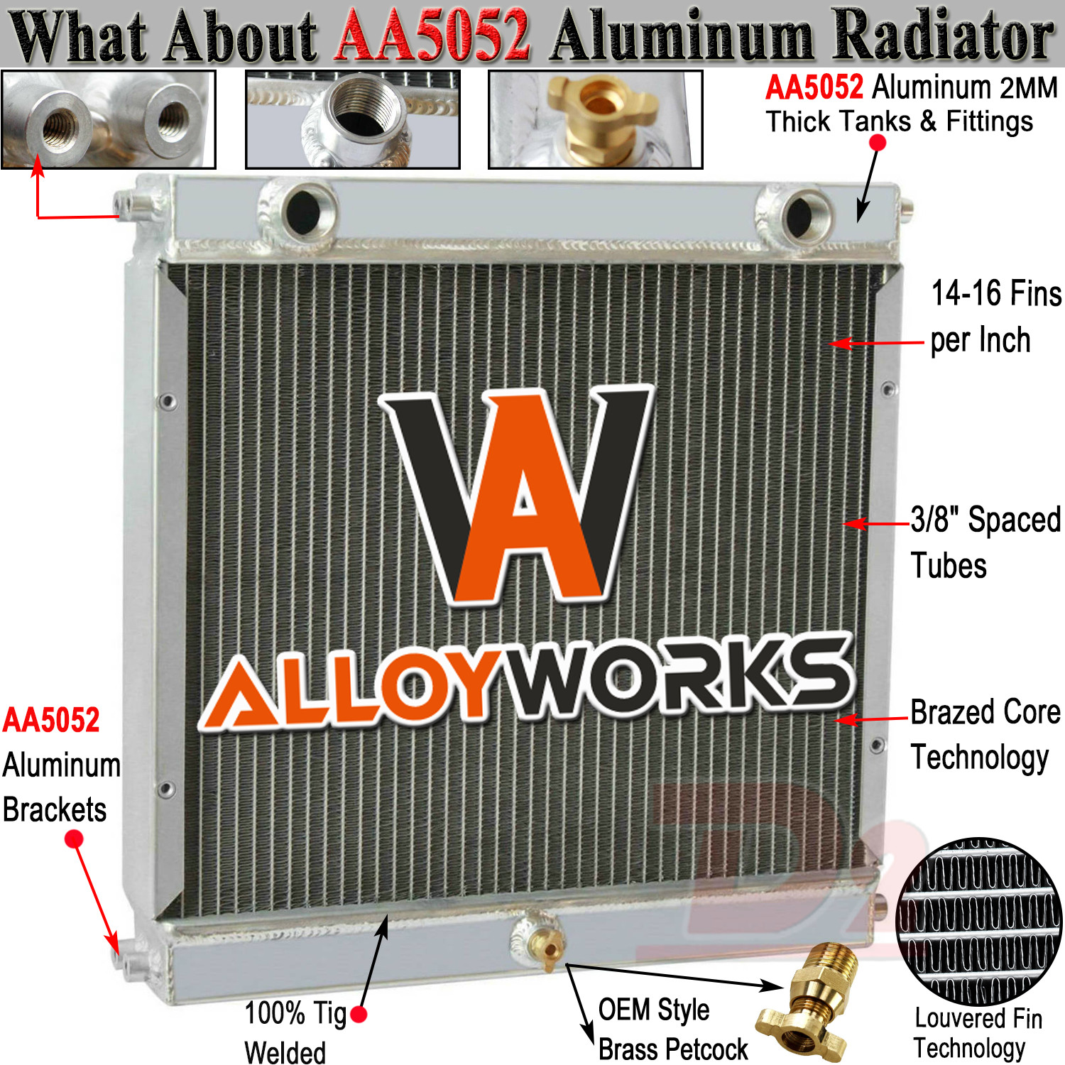 3 Row Aluminum Racing Radiator For Double Pass Dragster Roadster Style 51963