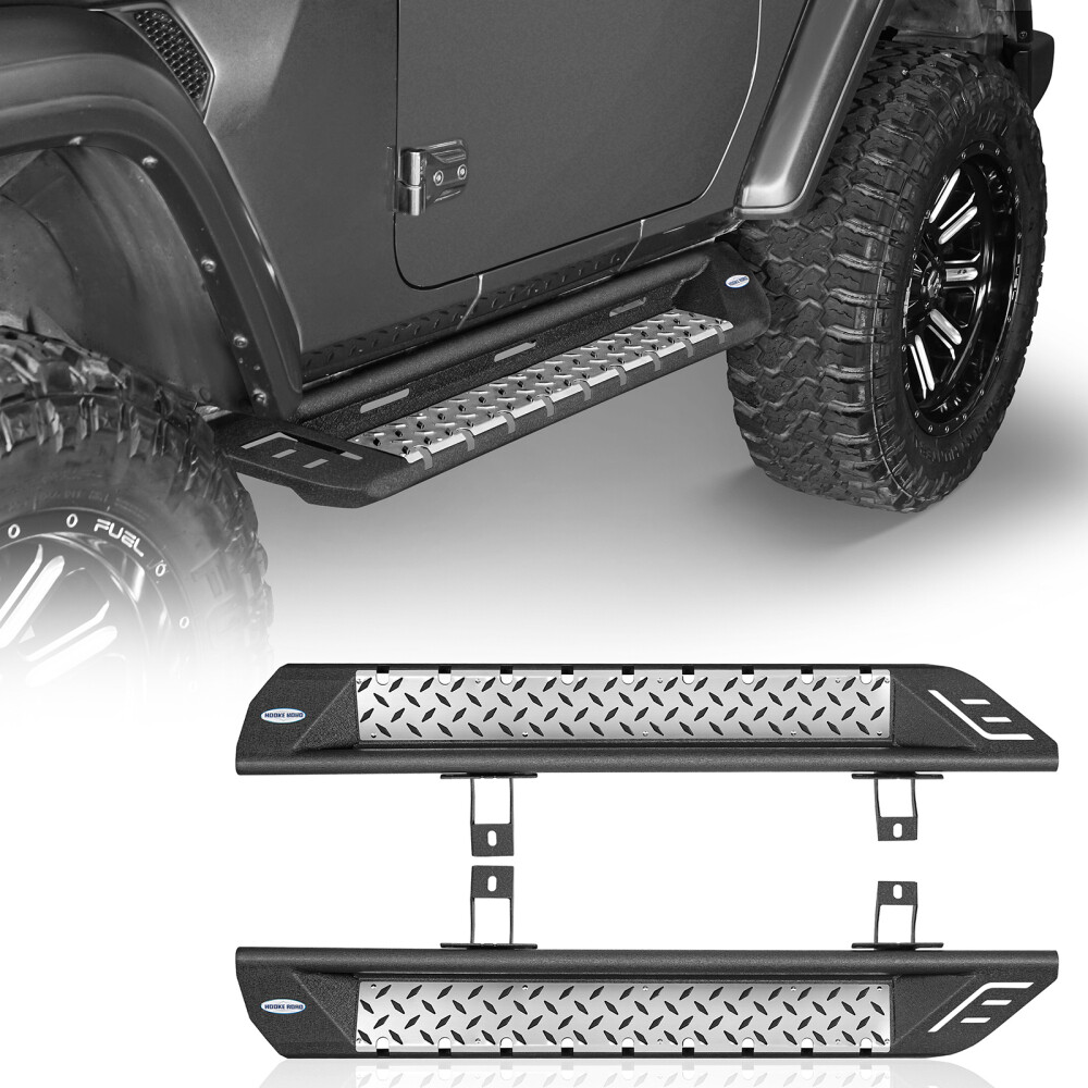 Fit 18-25 Jeep Wrangler JL 2 Doors Side Steps Steel Replacement Left & Right 2pc