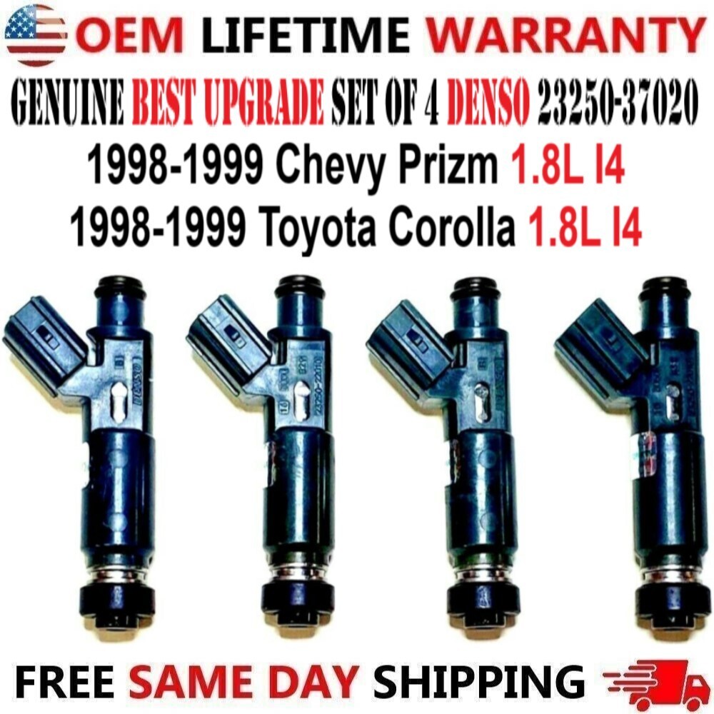 Genuine Best Upgrade DENSO Set of 4 Fuel Injectors for 1998-99 Chevy & Toyota