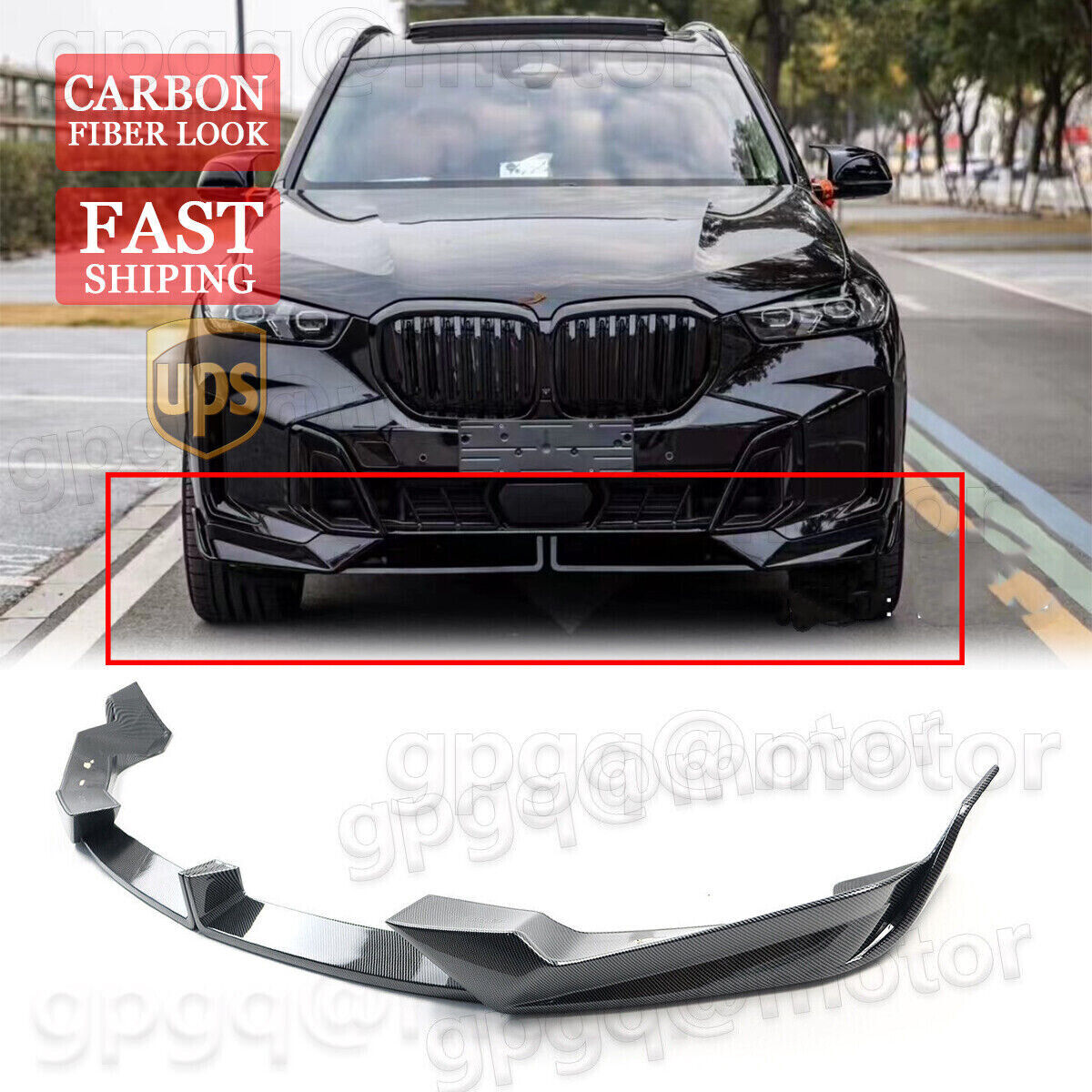 For BMW X5 G05 M-Sport LCI 24-Up M Performance Style Carbon Front Bumper Lip Kit
