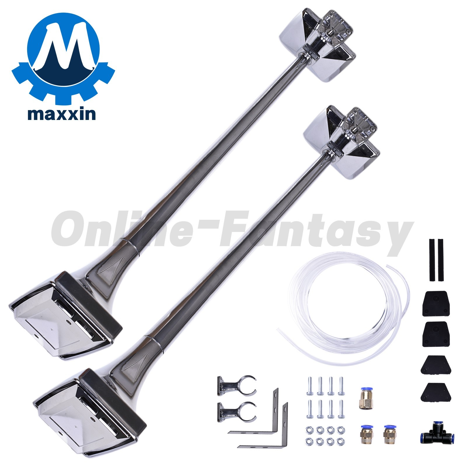 Pair Roof Mount Low Tone Air Horn & Base Mount For Peterbilt Kenworth Mack Ford Pair Roof Mount Low Tone Air Horn & Base Mount For Peterbilt Kenworth Mack Ford