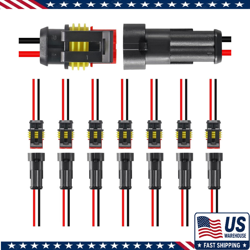 8Pair 2Pin Connector Waterproof Electrical Wire Plug Quick Disconnect Automotive