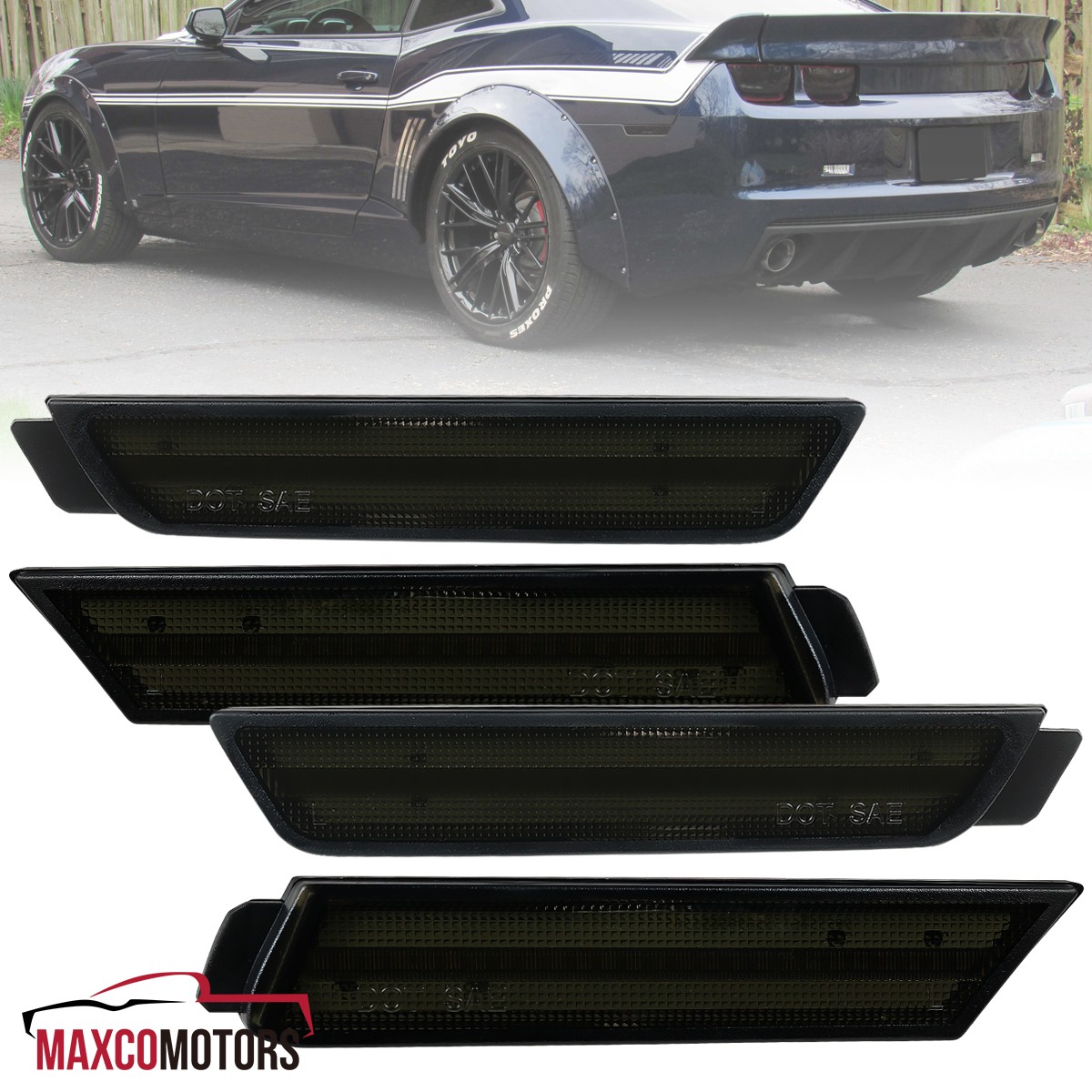 Smoke Side Marker Lights Fits 2010-2015 Chevy Camaro Laser Front&Rear 4 Pieces Smoke Side Marker Lights Fits 2010-2015 Chevy Camaro Laser Front&Rear 4 Pieces