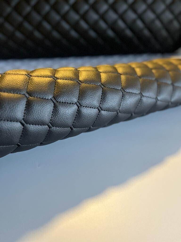 Leatherette Fabric Foam Quilted BLACK AND BLACK Car Seat Upholstery DIAMOND Leatherette Fabric Foam Quilted BLACK AND BLACK Car Seat Upholstery DIAMOND