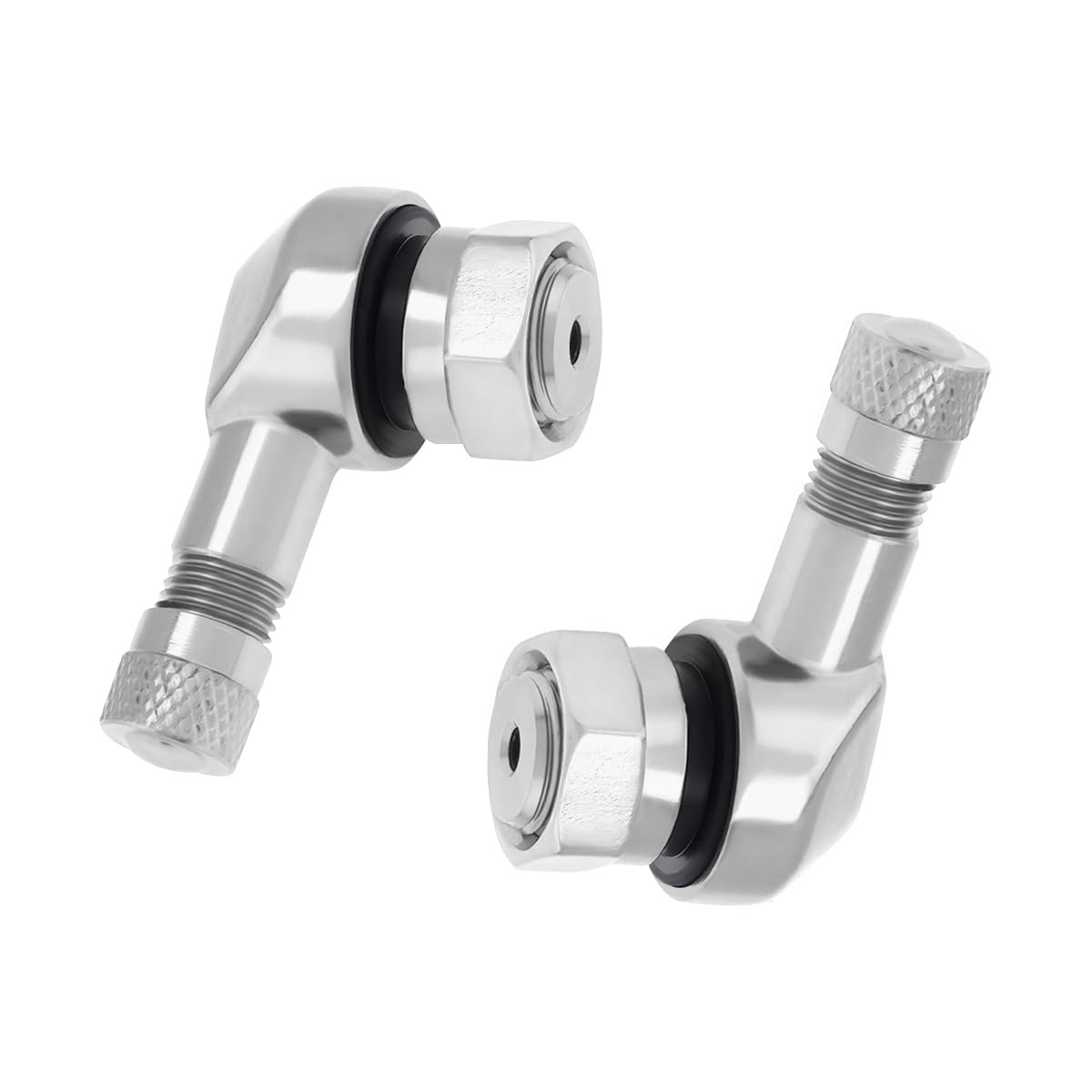Yourkar 2 PCS Motorcycle Tire Valve Stems, 90 Degree Angle Metal Silver Yourkar 2 PCS Motorcycle Tire Valve Stems, 90 Degree Angle Metal Silver
