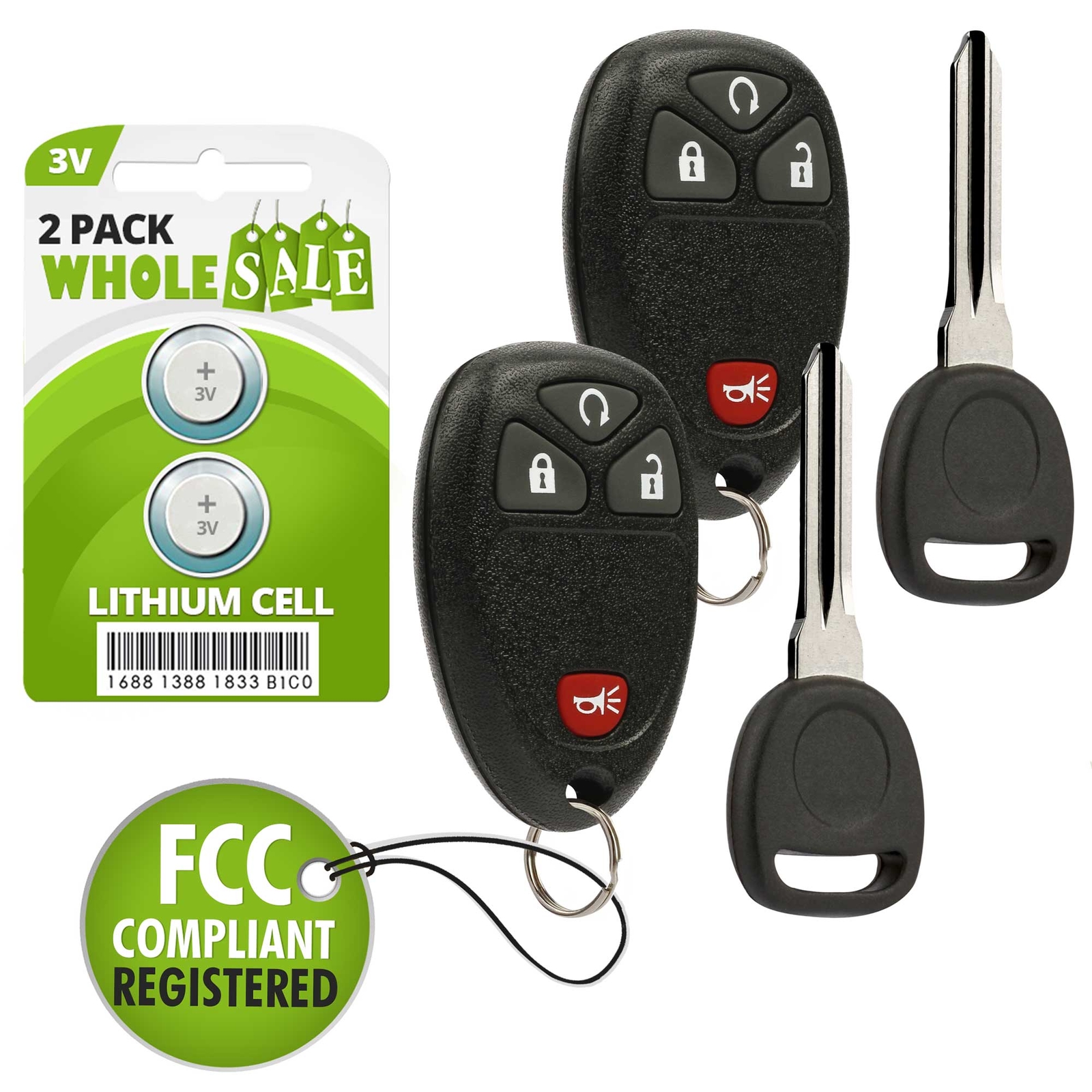 2 Replacement For 2006 2007 2008 2009 2010 2011 Chevrolet HHR Key + Fob Remote