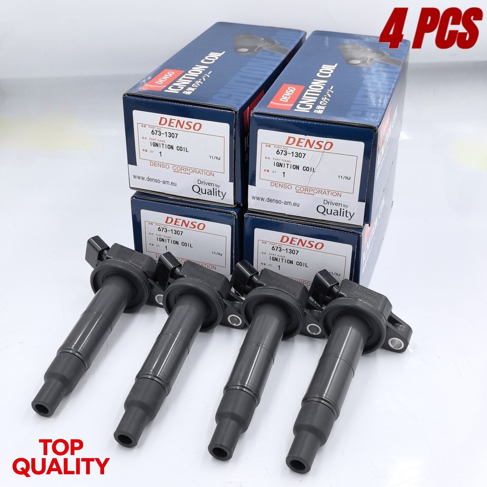 4PCS Ignition Coils For Rav4 Camry Corolla 2.4L 90919-02244 673-1307 DENSO