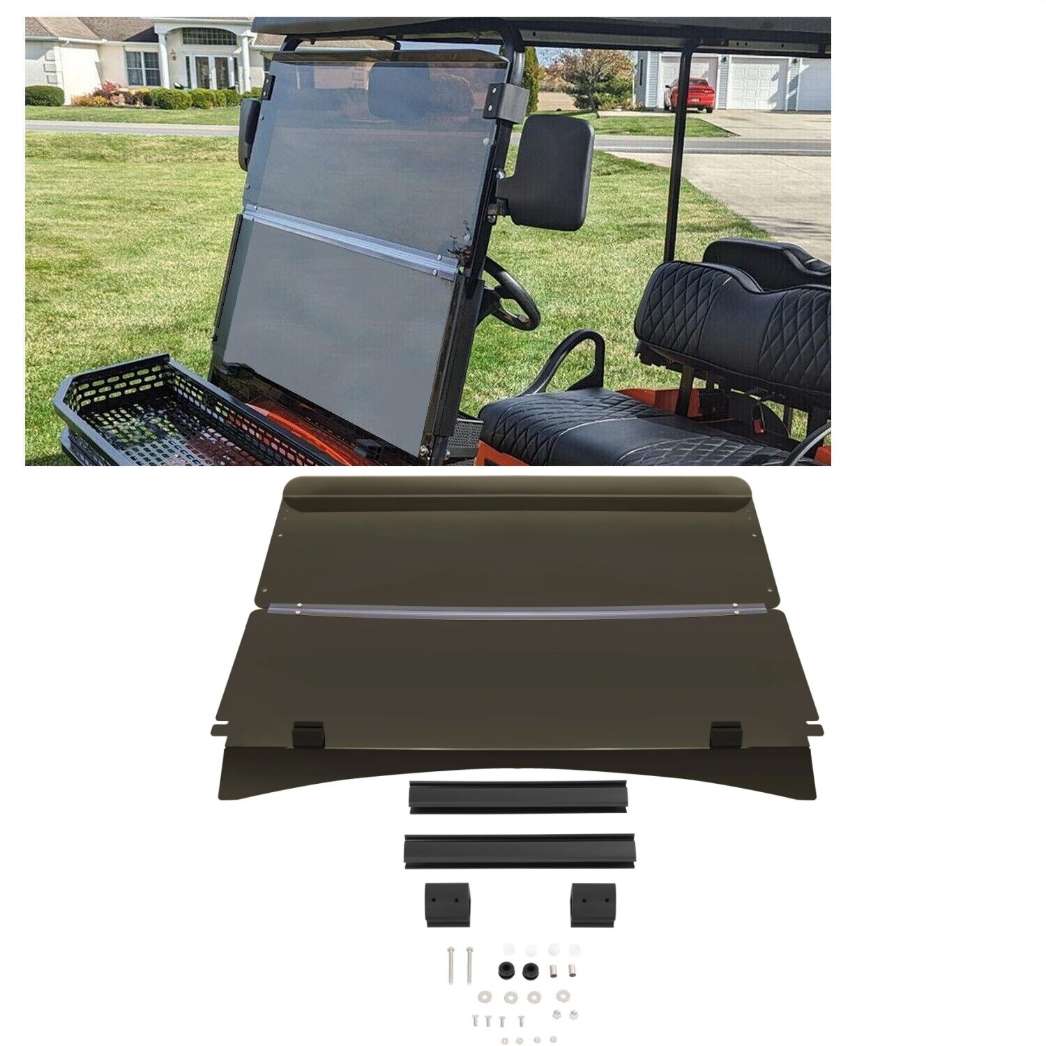 For 2014- UP EZGO TXT Golf Cart Windshield Windscreen Fold Down Folding Tinted For 2014- UP EZGO TXT Golf Cart Windshield Windscreen Fold Down Folding Tinted