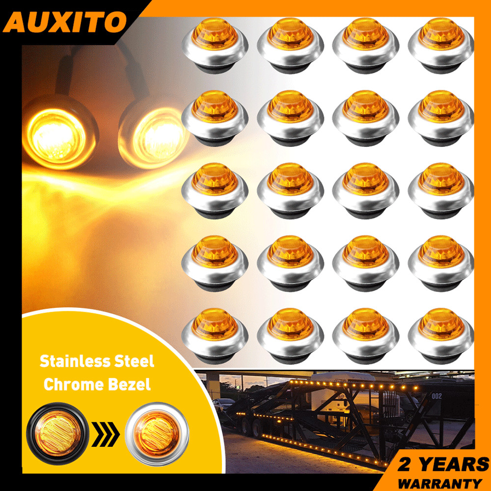Truck Trailer 20X Chrome Amber Marker Light 3/4