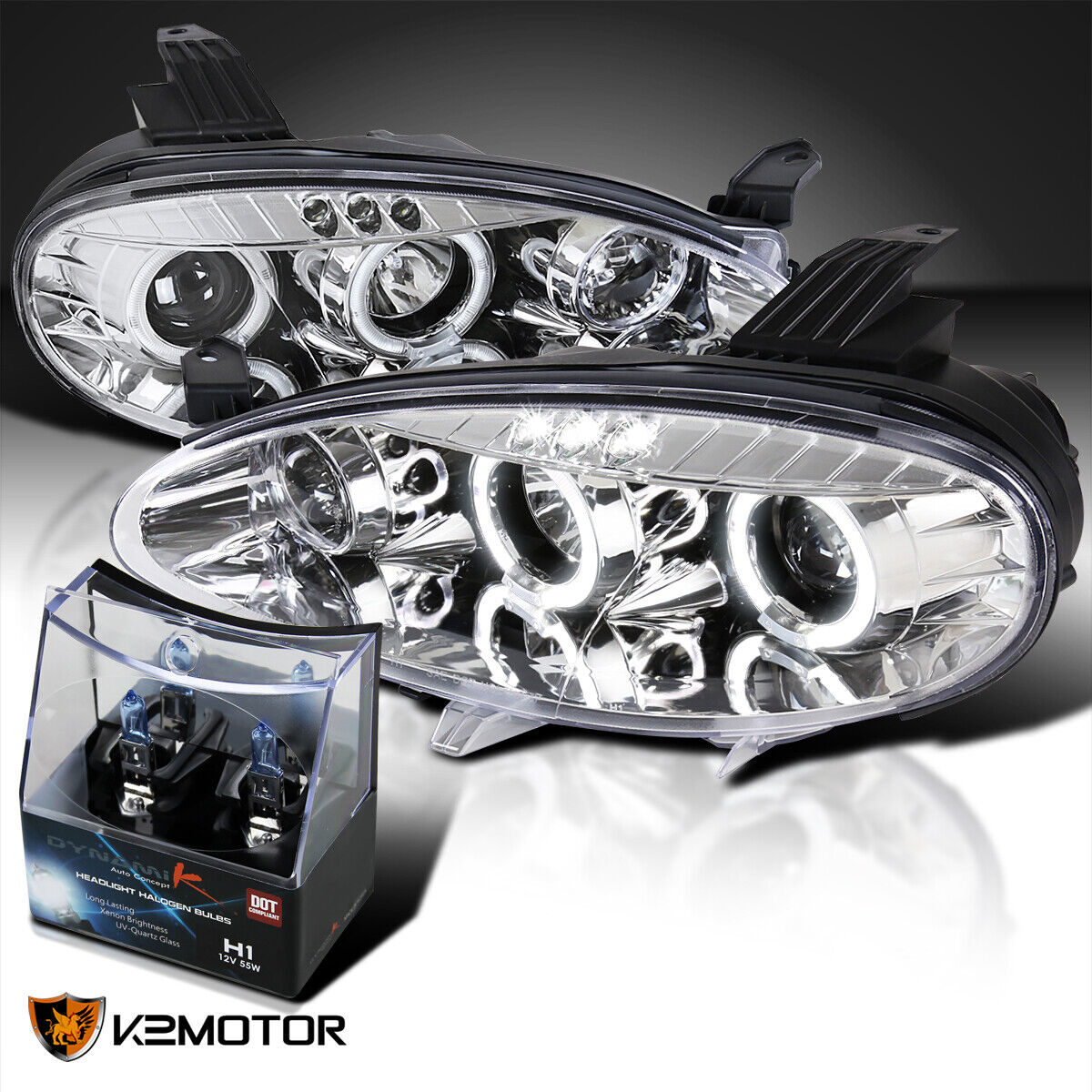 Fits 2001-2005 Mazda Miata MX5 Clear Halo Projector Headlights+H1 Halogen Bulbs