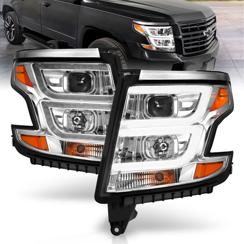 ANZO Fits 2015-2020 Chevy Tahoe Projector Headlights Plank Style Chrome W/drl ANZO Fits 2015-2020 Chevy Tahoe Projector Headlights Plank Style Chrome W/drl