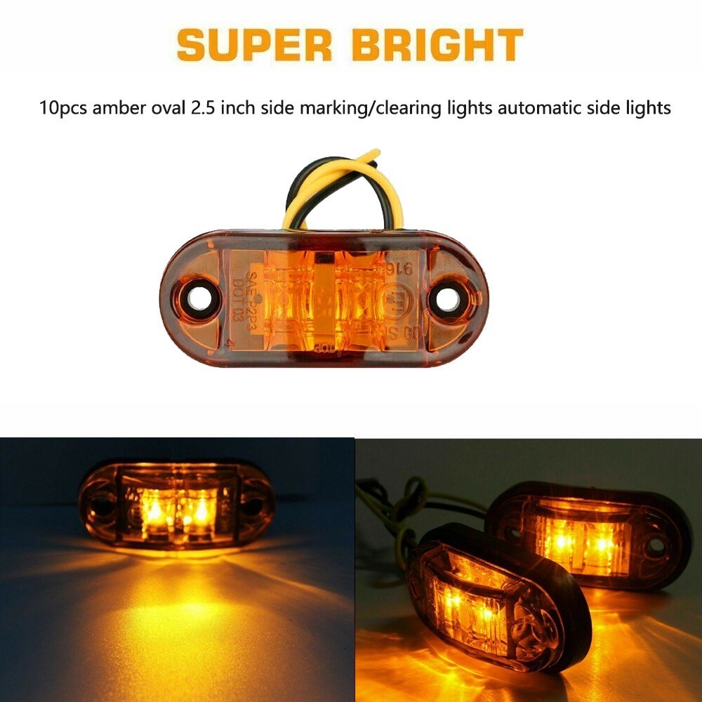 Marker Lights LED Truck Trailer Oval Clearance Side Lamp Amber / Red 5-20 Pcs