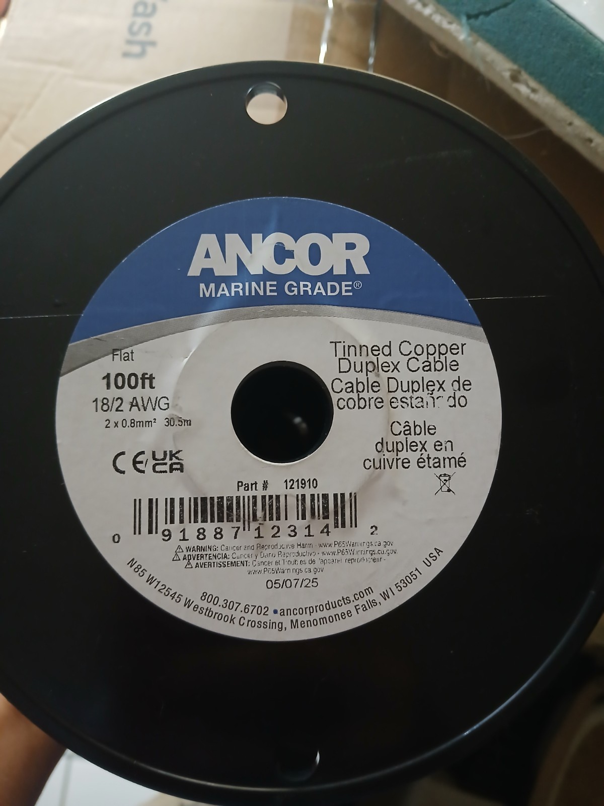 Ancor 18/2AWG Marine Duplex Cable Flat Red Black 100ft Tinned Copper Boat