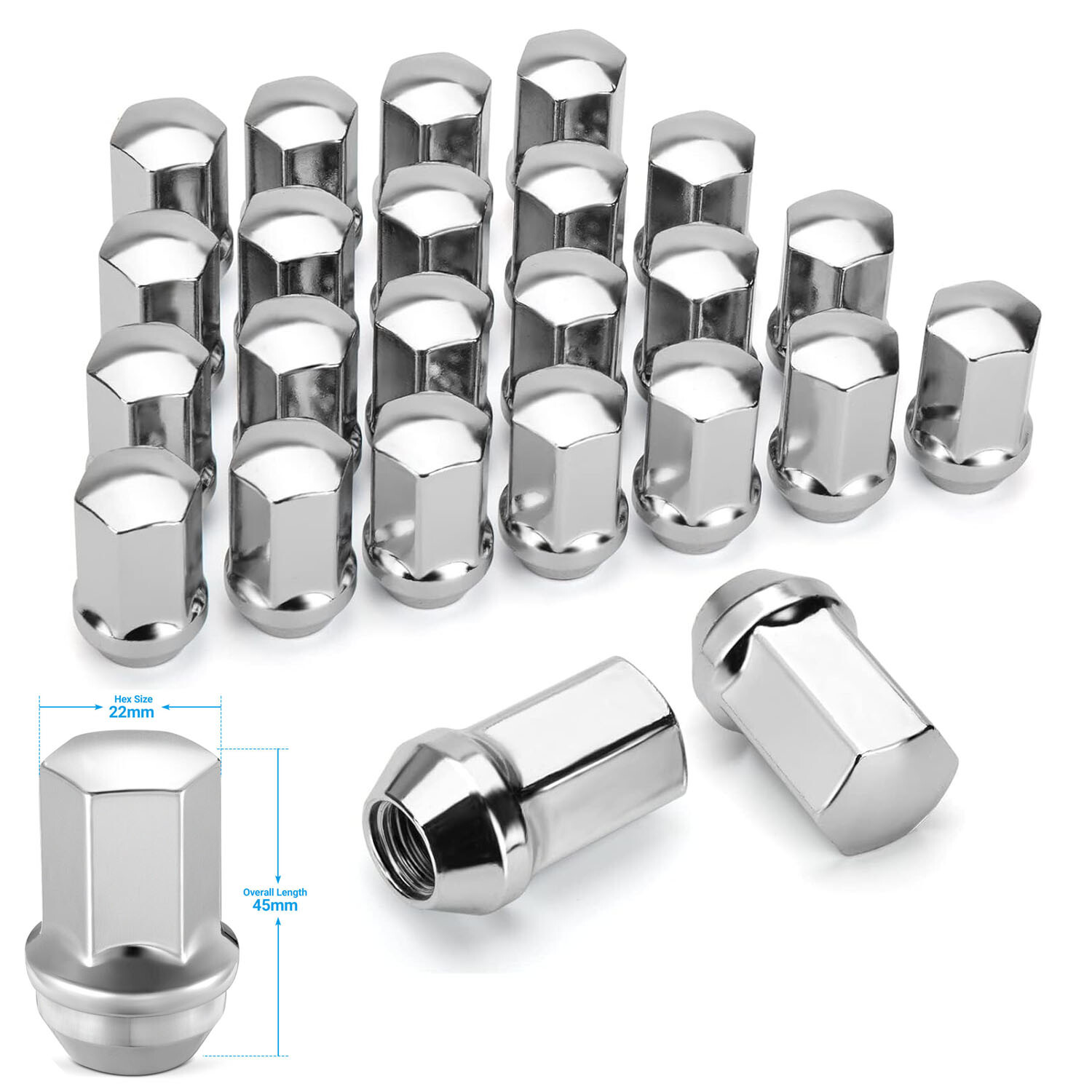 24x Chrome Chevy OEM Factory Lug Nuts M14x1.5 Silverado Tahoe Suburban Colorado