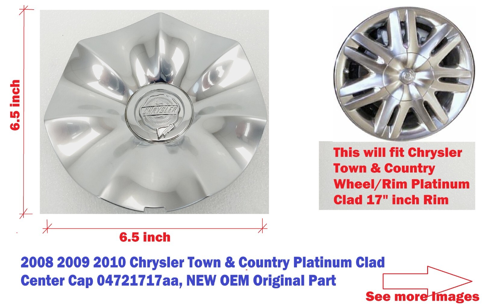 2008 2009 2010 Chrysler Town & Country Center Cap New 04721717aa 2008 2009 2010 Chrysler Town & Country Center Cap New 04721717aa