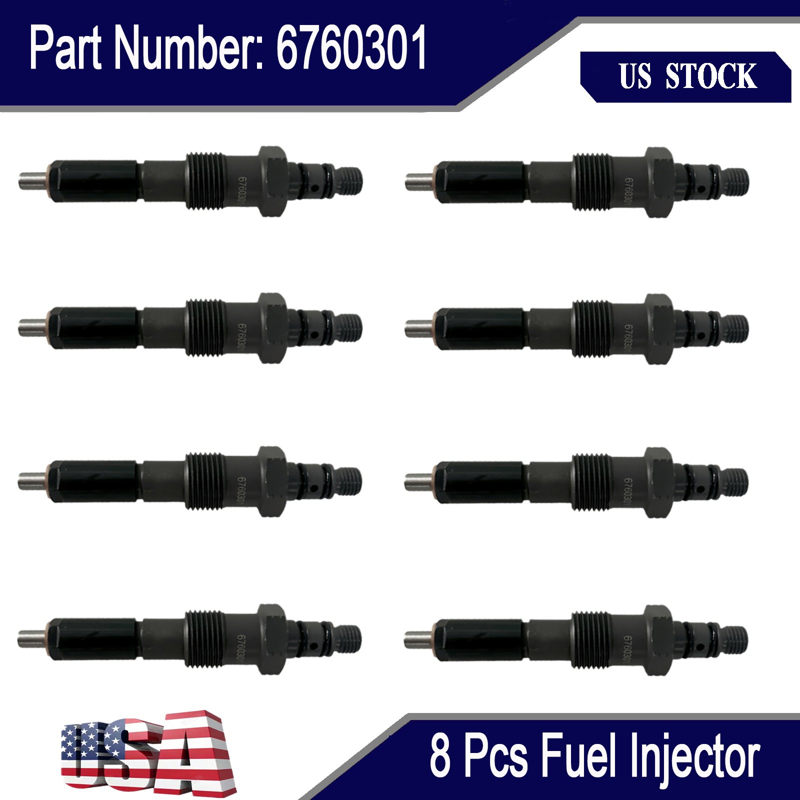 New 8Pcs Fuel Injector 6760301 For Ford IDI Diesel 6.9L 1983-1988 7.3L 1989-1994
