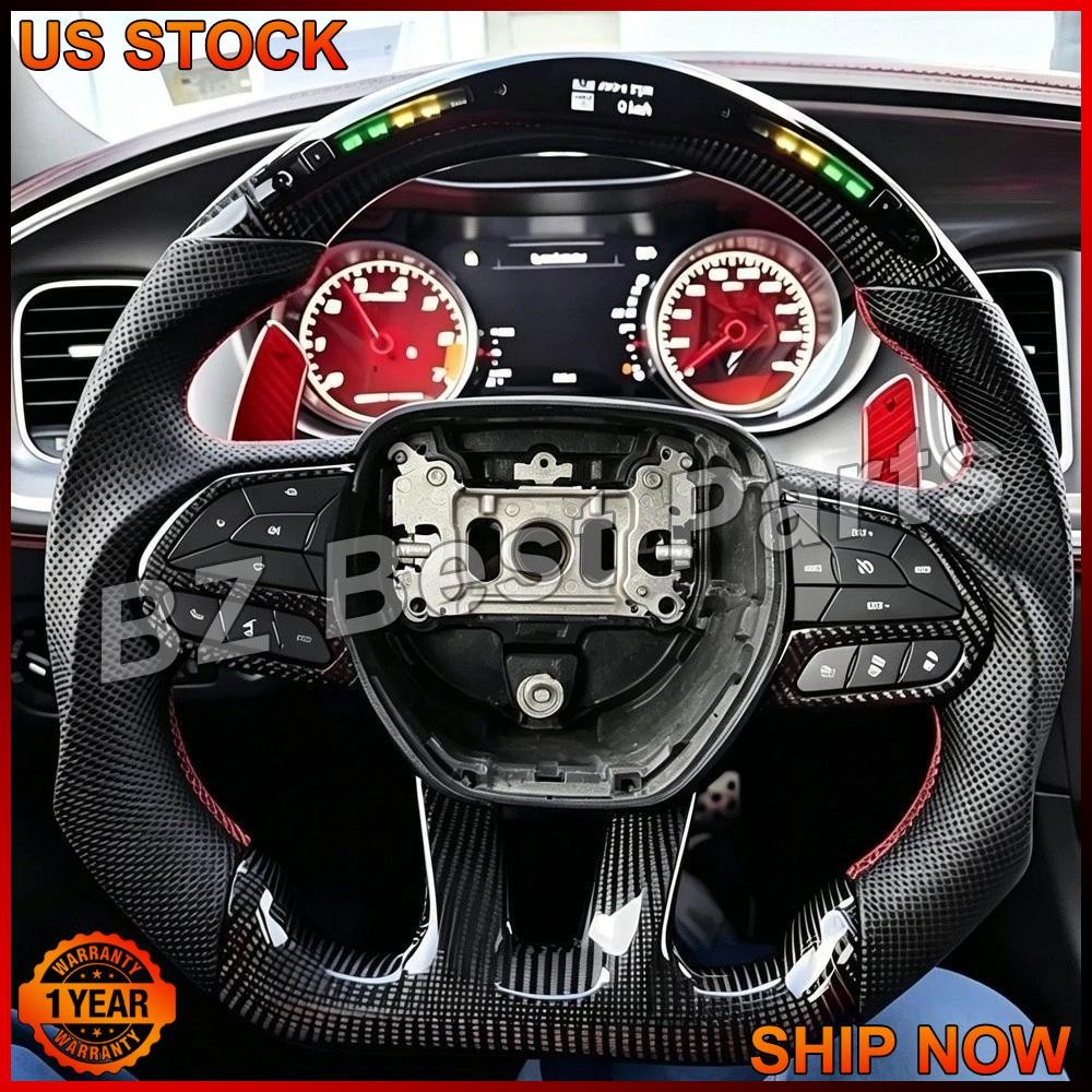 LED Carbon Fiber Steering Wheel For Dodge Charger Durango SRT 2015-23