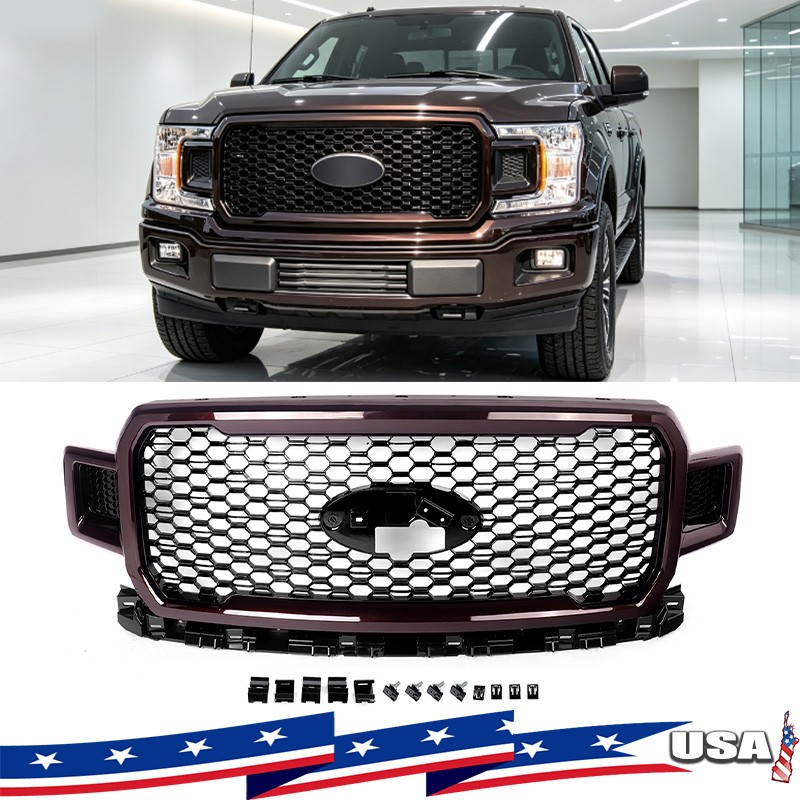 For Ford F-150 F150 2018 2019 2020 Front Upper Grille Grill Assembly Magma Red