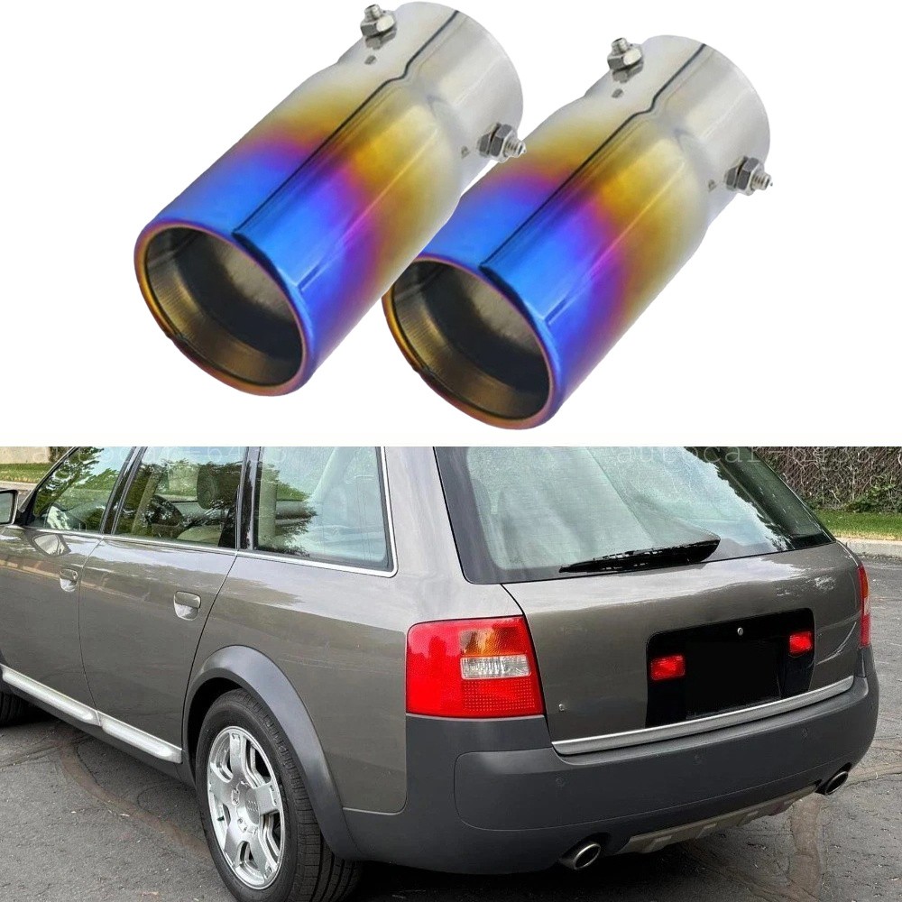 2x Stainless Exhaust Pipe Tip Rear Tail Throat Muffler For Volkswagen Touareg