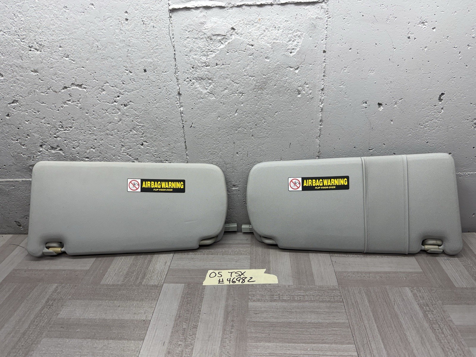 04-08 ACURA TSX Sun Visor Pair Both Lh Rh Set Mirror Illuminated Gray OEM