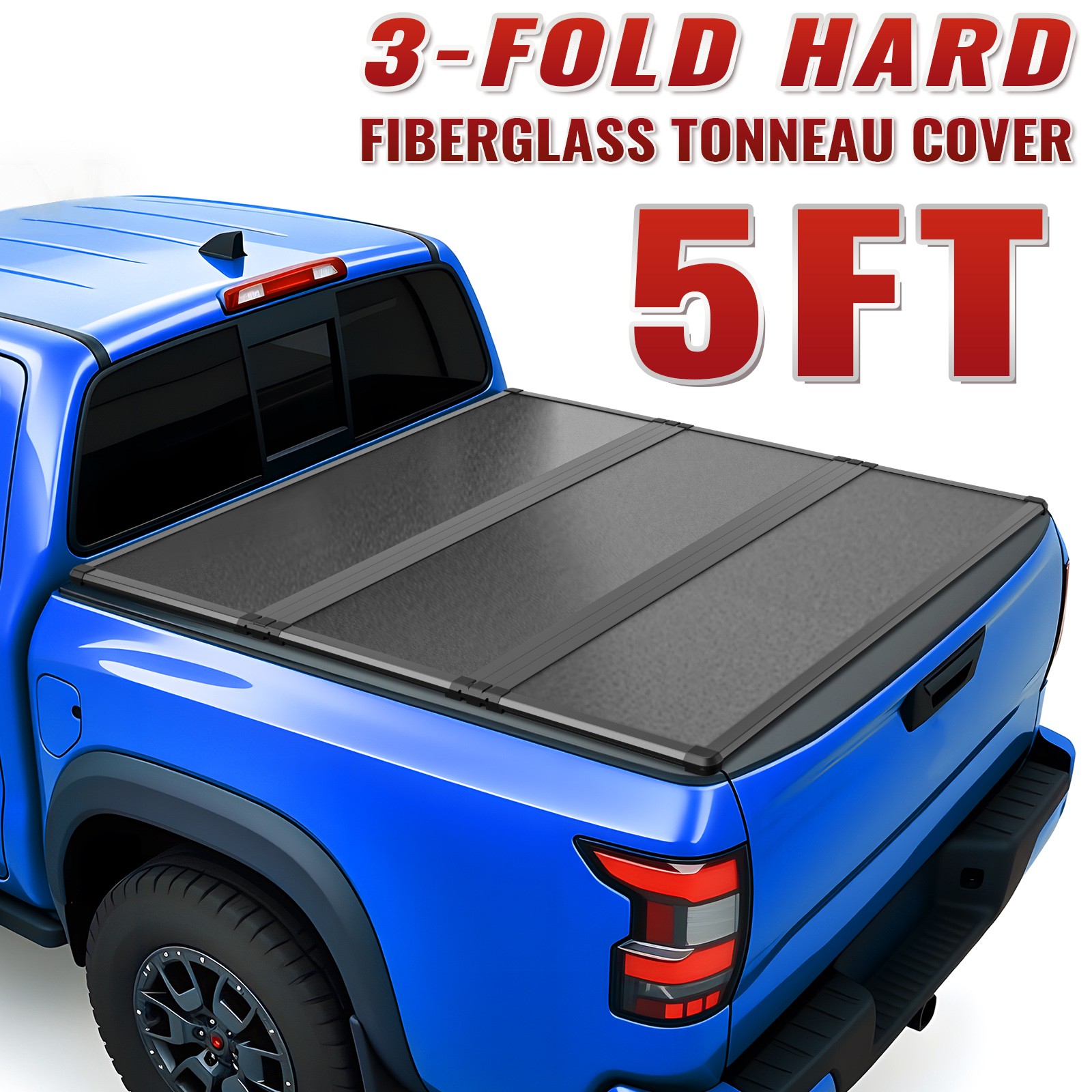 Hard Tri-Fold Truck Bed Tonneau Cover for 2005-2026 Nissan Frontier 5FT Bed FRP