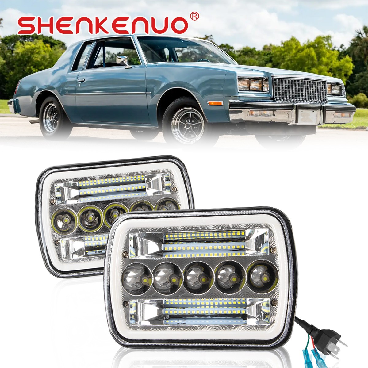 2x 5x7 7x6 LED Headlight Hi/Low Beam for Buick Regal 1978-1980 2x 5x7 7x6 LED Headlight Hi/Low Beam for Buick Regal 1978-1980