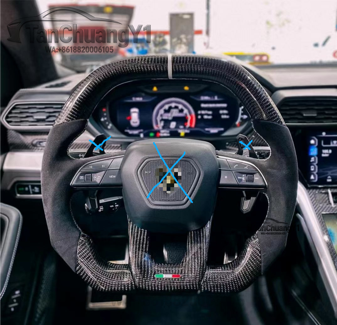 TanChuangY1 For Lamborghini URUS Carbon Fiber Steering Wheel With White Stripe