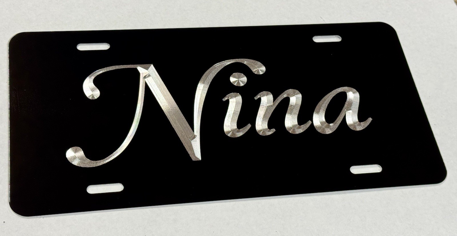 Engraved Custom Personalized Name Car Tag Diamond Etched Metal License Plate