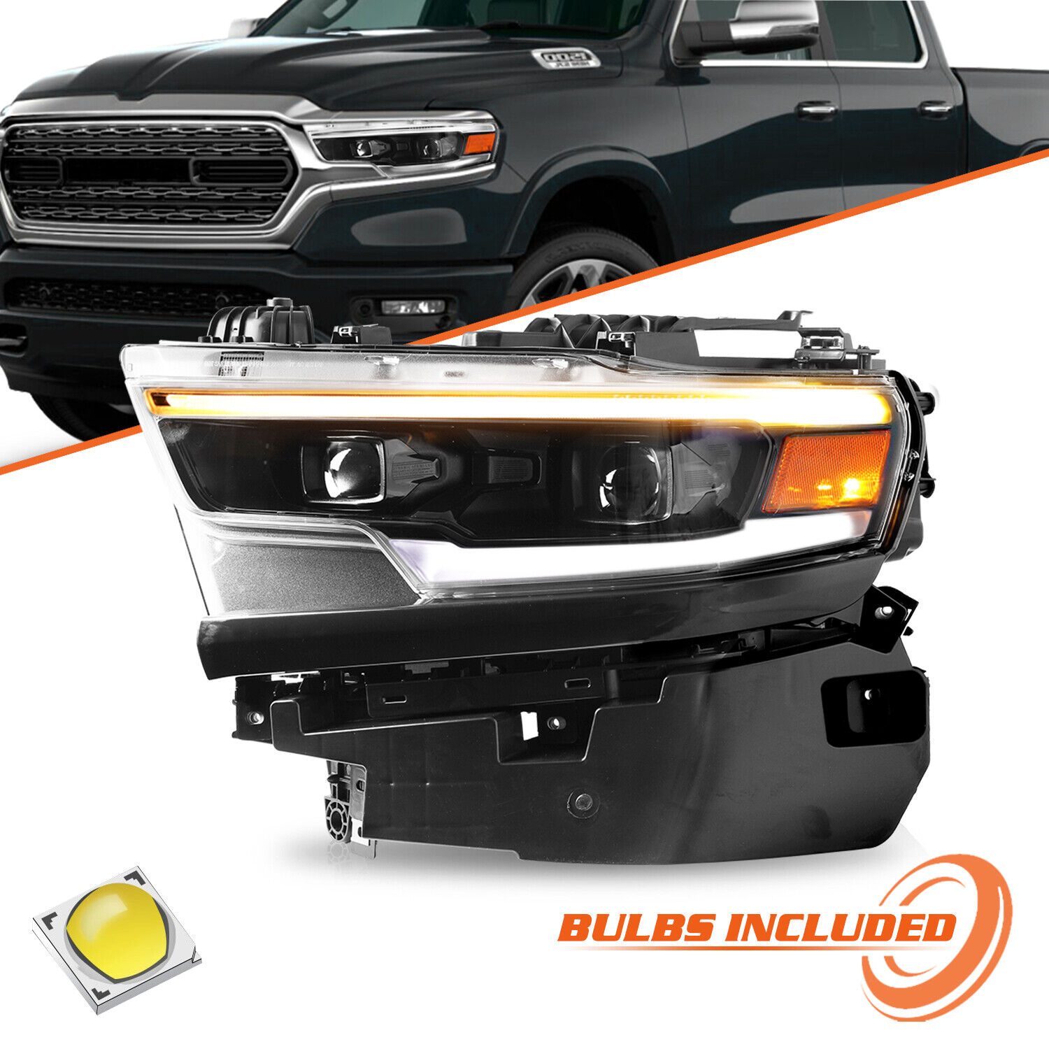 Left LH Driver Side For 2019-2023 RAM 1500 TRX Dual Projector LED Headlight