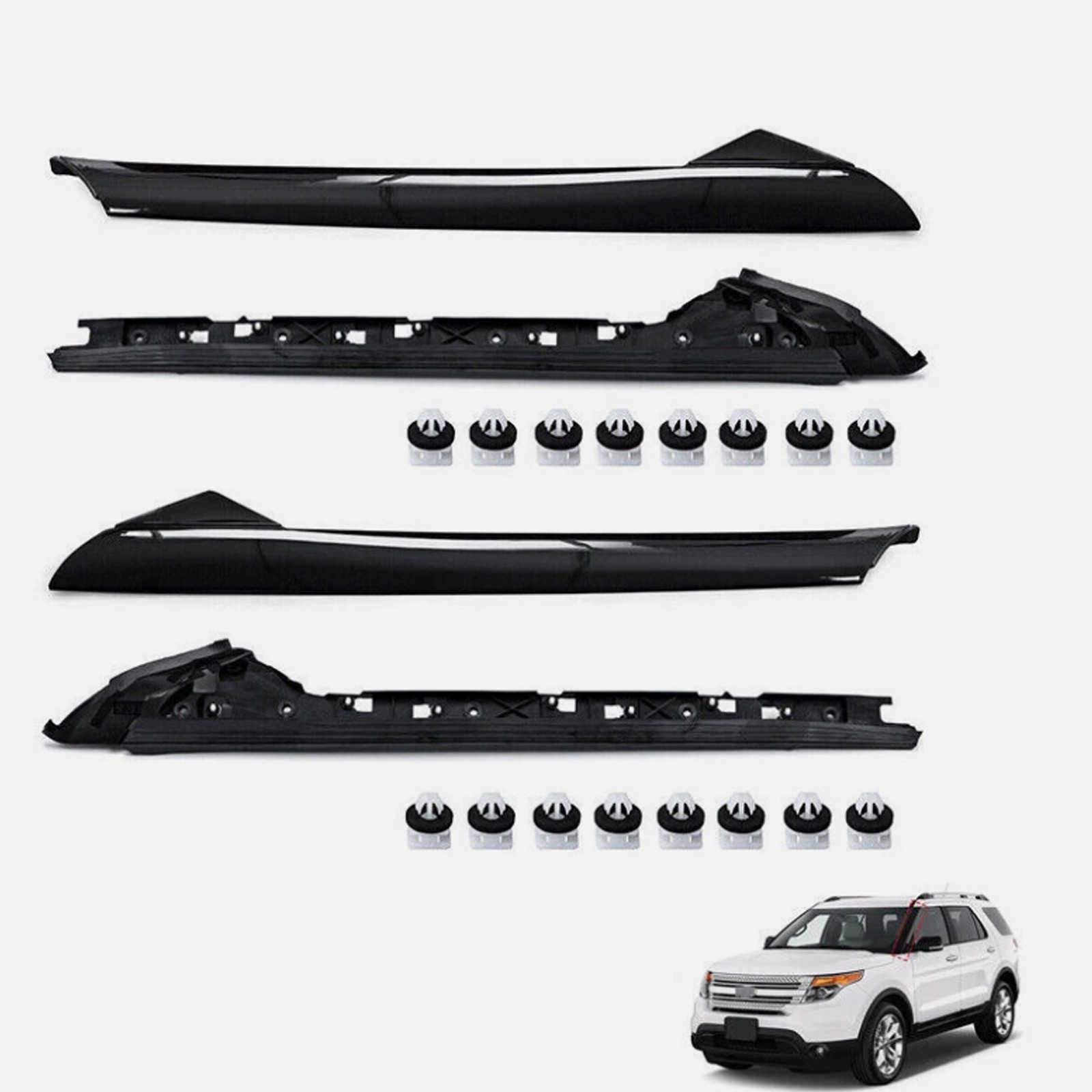 4Pcs For 11-19 Ford Explorer Left Right Side Windshield A-Pillar Molding Trim 4Pcs For 11-19 Ford Explorer Left Right Side Windshield A-Pillar Molding Trim